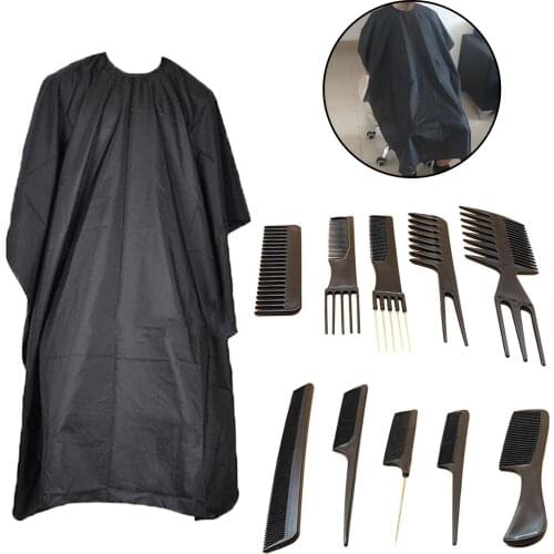 Beauty Salon Hairdressing Hair Comb Set Haircut Cape for Home Use Black Wide Tooth Comb Curly Hair Heat-Resistant Hair Pick Comb