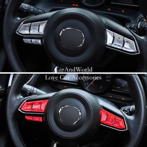 Car Steering Wheel Button Covers Trim Sticker For Mazda 2 Demio 3 6 CX-3 CX-5 CX5 CX-4 CX8 CX-9 Axela ATENZA 2017-2021 Accessory