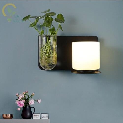 Nordic Minimalist Plant Wall Light with Glass lampshade Modern living room restaurant study bedside lamp Wall lamp Home Lighting