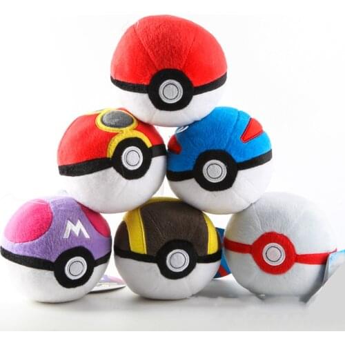 Anime Pokeball Plush Stuffed Toys for Children 12cm 5 Inch Dolls Master Ball OPP Packed