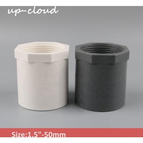 1pc 1 1/2 inch-50mm PVC Straight Connector 1.5" Thread Water Pipe Joint Aquarium Parts Fish Tank Adapter Garden Farm Irrigation