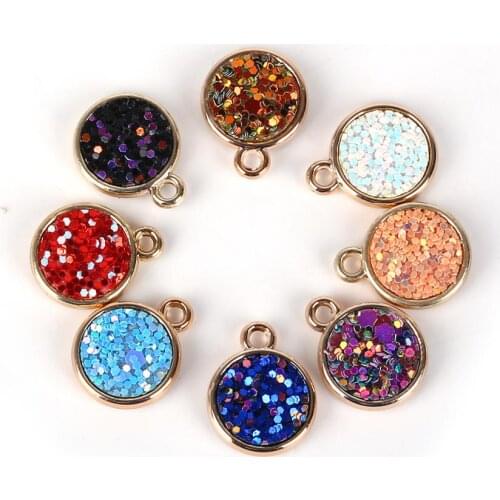 Multi Color Stainless Steel Resin Sequin Drusy Pendants For Necklace Earrings Jewelry Making Floating Charms Lot Diy Accessories