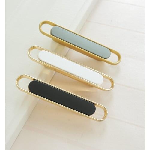 Zinc Alloy Cabinet Handles Gold Knobs for Drawer and Wardrobe White Kitchen Cupboard Door Pulls Handle Modern Furniture Hardware