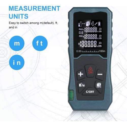 KKmoon Laser Distance Meter Handheld 1.6-inch LCD Diastimeter Bubble Level Pythagorean Mode Measure Distance Area and Volume