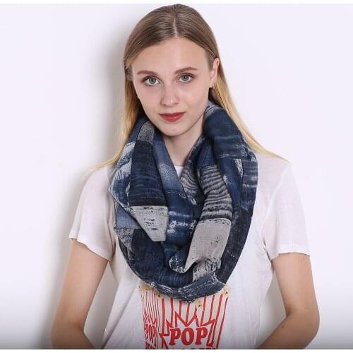 New Designer Plaid Ring Scarf For Women Warm Winter Soft Voile Loop Scarf Print Infinity Scarves Retro Snood Circle Scarves