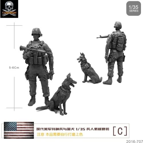 1/35 Resin Soldier Us Special Forces And Dogs self-assembled Y-B2