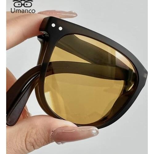 Umanco Ultralight Round Foldable Sunglasses for Women Men PC Wraped Frame Driving Outdoor Sports Eyewear Sun Shades UV400