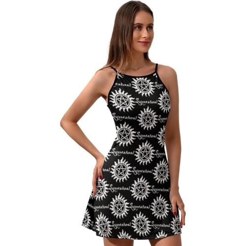 Supernatural Dress Suspender Spring Fashion Dresses Modern Youth Polyester Patterns One-Piece Dress