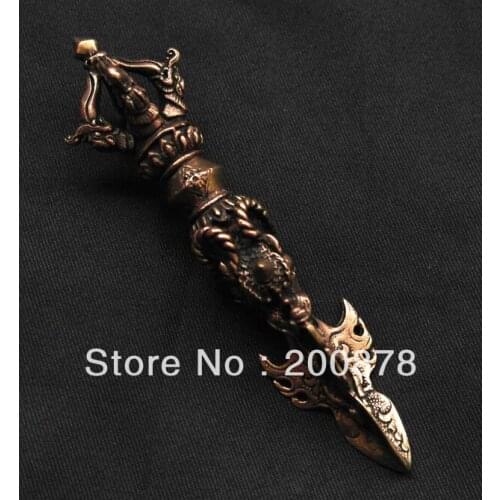 TBC966 Tibetan antiqued Brass Cross Dorje big amulet 115mm Puba Buddhist Vajra decor arts,Ancient wapean collectible