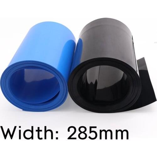 Width 285mm PVC Heat Shrink Tube Dia 180mm Lithium Battery Insulated Film Wrap Protection Case Pack Wire Cable Sleeve Black Blue