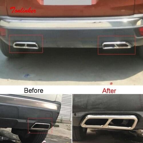 Tonlinker Exterior Upgrade 2-4 Tail throat Cover case sticker for Peugeot 3008/GT 2017-19 Car Styling 2 PCS Metal Cover sticker