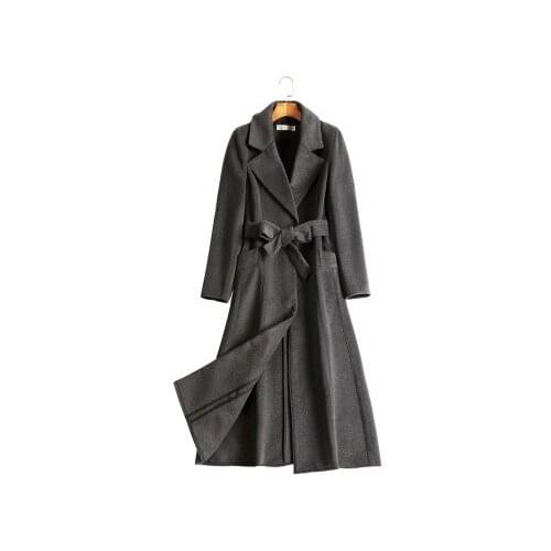 Trench Women Coat 2020 New Fashion Wool Coats Female Windbreak Outwear Women Gray Clothing Overcoats High Quality LX1555 s