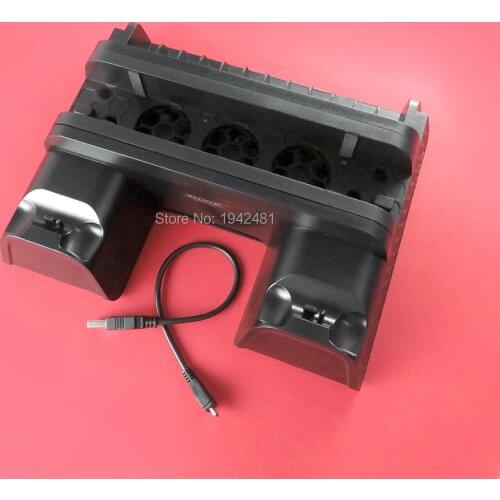 For PS4 Slim/PS4 PRO Vertical Stand with Cooling Fan Cooler Dual Controller Charger Charging Station for SONY Playstation 4