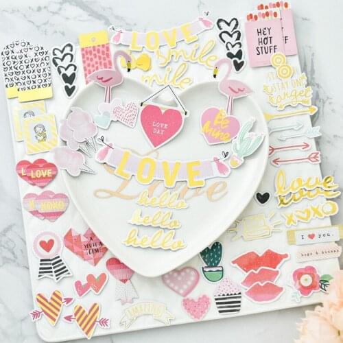 Hello Loven Foil Paper Die Cuts for DIY Scrapbooking/photo album Decoration Card Making Crafts 65pcs