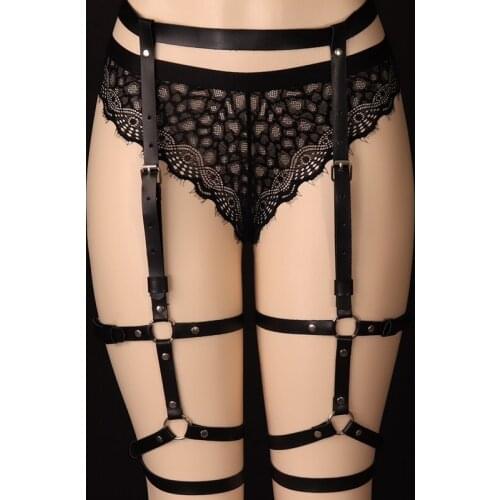 Womens Leather Leg Straps Sexy Restraint Waist Harness Stockings Suspenders Erotic Harness Goth Punk Style Sword Belt Club Wear