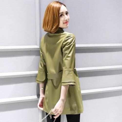 100% Natural Sheepskin Coat Female Real Leather Trench Coat Genuine Leather Montone Jacket Women Spring Clothes LWL1439