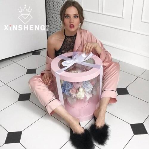 1pcs Gift box European style giant hand-held flowerpot panoramic big round gift proposal Advertisement Festival Valentines Day