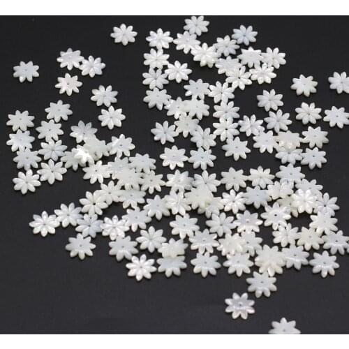 10mm White Natural Shell Charm Beads Carved Flower Mother of Pearl Shell Loose Beads for DIY Earrings Jewelry Making Findings