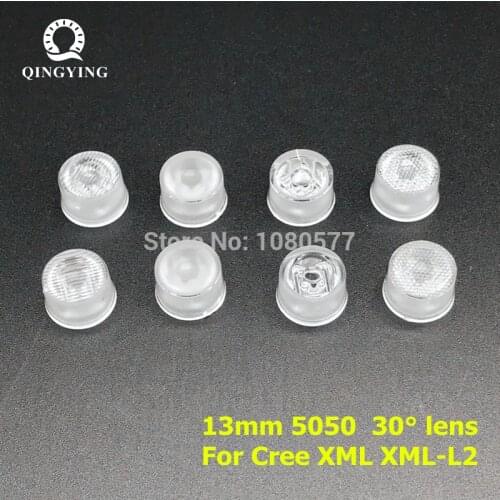 10pcs 13mm 5050 Cree XML XML-L2 LED Lens 30 Degree Optical Grade PMMA Led Lens Holder Plano Reflector Collimator