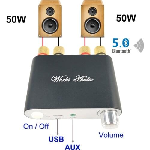 2*50W Bluetooth 5.0 TPA3116 Digital Power Audio Amplifier Board TPA3116D2 Stereo Wireless Amplificador Home Theater Mini AMP