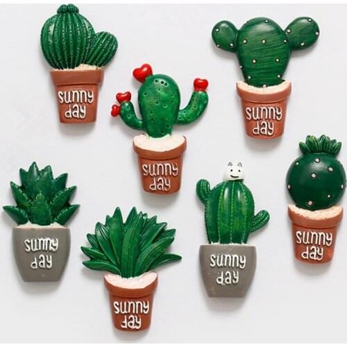 Handmade painted Plant Cactus Series 3D Fridge Magnets Tourism Souvenirs Refrigerator Magnetic Stickers Gift
