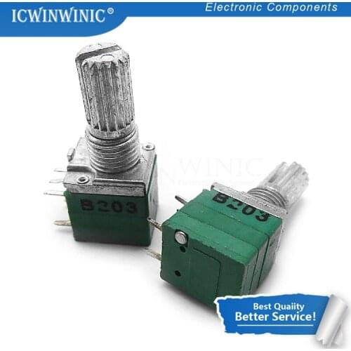 5pcs RV097NS 20K single linked potentiometer B20K with a switch audio 5pin shaft 15mm amplifier sealing potentiometer In Stock
