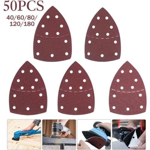 50pcs Self-adhesive Sandpaper Triangle Sander Sand Paper Hook Loop Sandpaper Disc Abrasive Tools for Polishing Grit 40-180