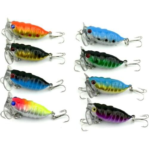 8Pcs 4CM 4.4G Insects Fishing Lure Bass Cicada Floating Bait Iscas Artificiais Para Pesca Crankbait Topwater Fishing Tackle