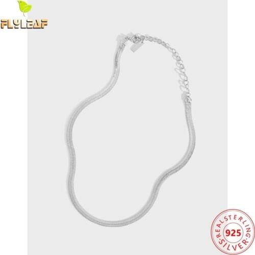 925 Sterling Silver Wide Snakebone Chain Choker Necklace For Women Light Luxury Style 18k Gold Female Fashion Jewelry 2021 Trend