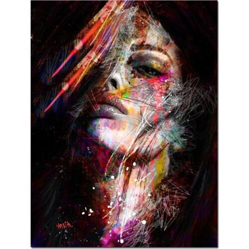 Abstract colorful diamond painting female face full square round cross stitch diamond mosaic diy photo custom embroidery FS23