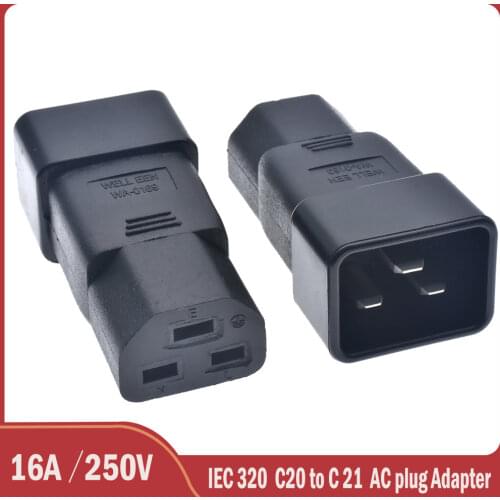 IEC320 C20 to C21 Male to Female Extension PDU UPS Power Adapter connector Rated 16A 250V
