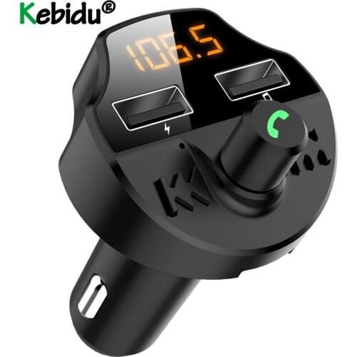 T66 Dual USB Car Charger Bluetooth 5.0 Mp3 Player FM Transmitter For 12-24v Car Support TF Card Hands-free Dual USB Charger