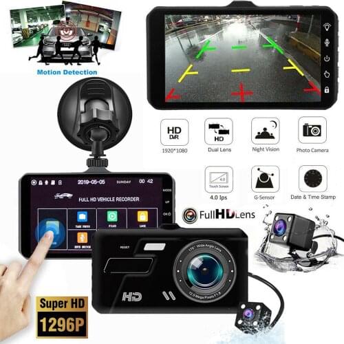 Car Dash Camera 1080P with Night Vision 4" Full HD Touch Screen Front&Rear Camera 170-degree Wide Angle