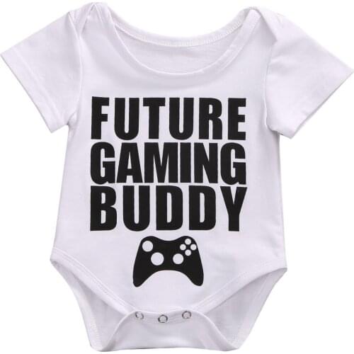 Hot Newborn Infant Baby Girl Boy White Cotton Letters Bodysuit Babies Printed Clothes Sunsuit Outfit