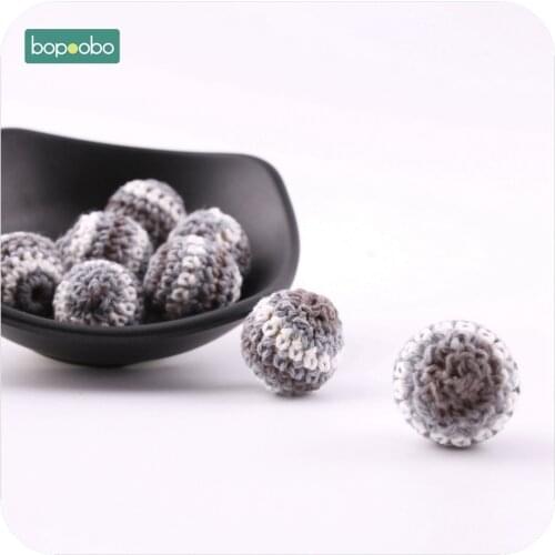 Bopoobo 5pcs Baby Non-toxic Colorful Wooden Teether Crochet Beads 20mm Handmade Nursing Accessories Wooden Baby Teether