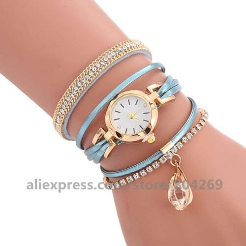 Wholesale New Fashion Watch Women Leisure Leather Watches Rhinestone Analog Quartz Wrist Watches Reloj mujer Relogio feminino