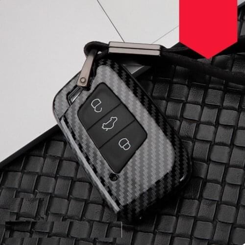 Carbon fiber Alloy+Silicone Car Smart Key Case Cover For Volkswagen 2016 2017 Passat B8 Skoda Superb A7