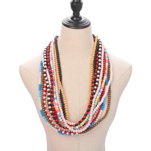 Cheap Handmade Wooden Beads Necklace Chain For Girls Women Wholesale Price