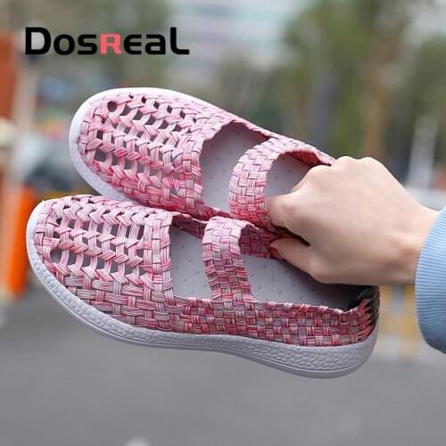 Dosreal 2020 Spring Women Flat Shoes Light Flat Loafers Shoes Breathable Driving Shoes Walking Woven Shoes For Ladies Loafers