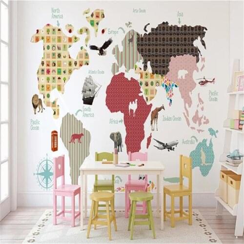 Milofi manufacturers custom wallpaper mural 3d cartoon alphabet world map background wallpaper mural