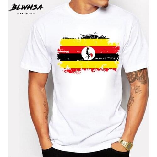 BLWHSA Uganda Flag Printing T shirt Men Fashion Short Sleeve Cool T-shirts Uganda National Flag Summer Men Tops Tees