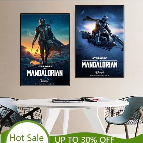 Disney The Mandalorian Anime Canvas Paintings Movie Popular Poster Retro Art Wall Decor Print Picture for Kids Living Room Home