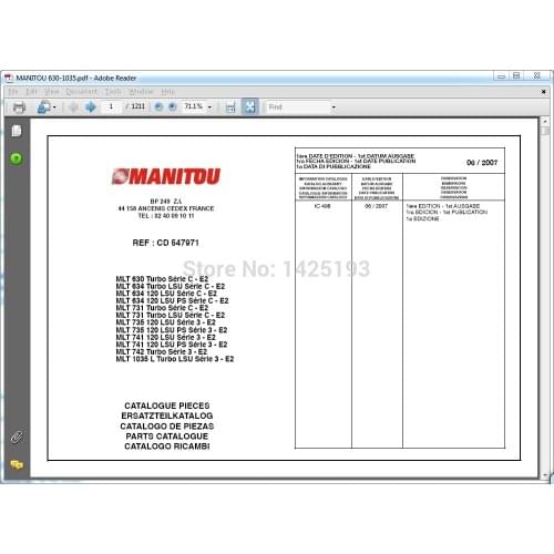Manitou Forklift Parts catalogs, service manuals and operators manuals
