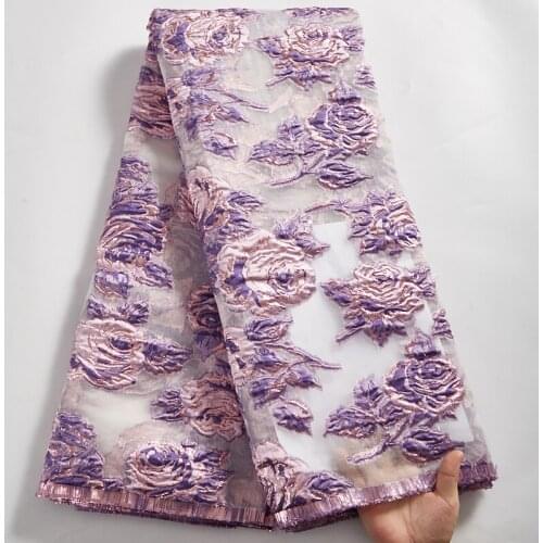 SJD LACE Purpel African Bronzing Decal Lace 2021 Sewing Embroidery Nigerian Fabric 5 Yards Wedding For Women Dress Party A 2503