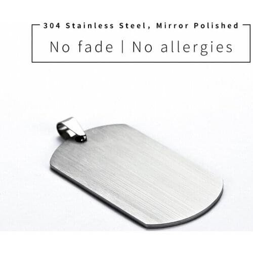 100% Stainless Steel Dogtag For Men Blank Metal Tag Military Plate Collar 28X49 Soldier Pendant Matte Surface Wholesale 50pcs
