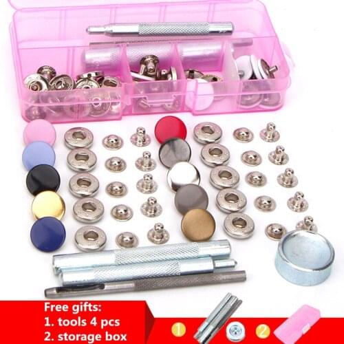 All Colors 15mm Metal Press Studs Buttons Snap Fastener 12mm Sewing Clothing Buttons Craft Tools