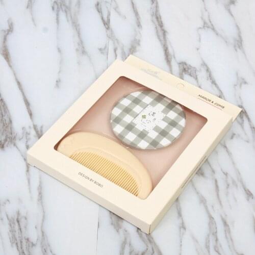 Mini Makeup Mirror Compact Pocket Mirror With Comb Portable Double-Sided Folding Cosmetic Mirror Female Gifts Mirror Comb Suit