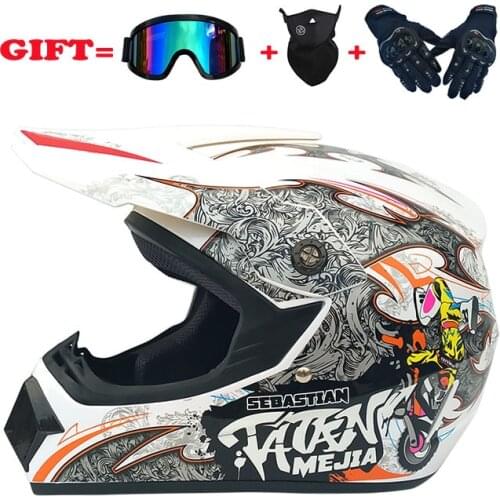 Motorcycle helmet four seasons mens cross country helmet full helmet cross country helmet goggles mask hard shell gloves