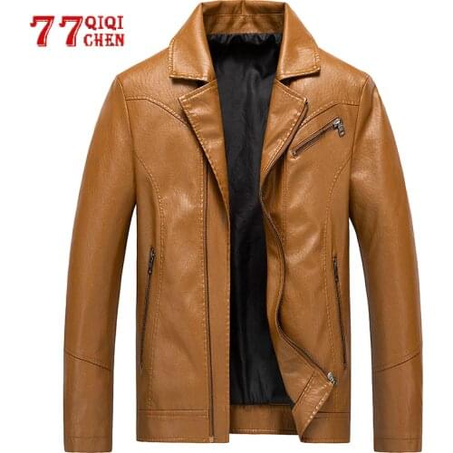 Men Casual Motorcycle Leather Jacket Coat Mens PU Leather Jackets Chaqueta Moto Hombre Oblique Zipper Coats Male Plus Size 4XL
