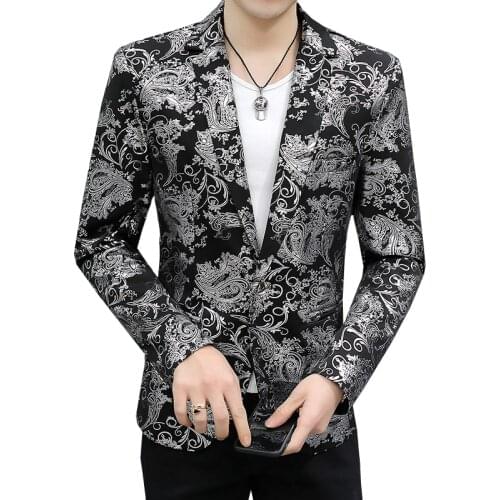 2021 Fall Paisley Printed Jacket Mens Blazer High Quality Mens Slim Sequined Blazer Fashion Embroidered Jacquard Jacket
